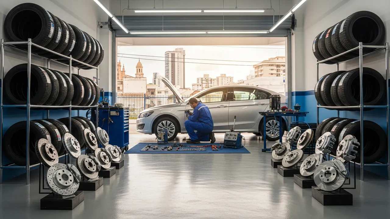 Guia prático com valores reais de pneus e freios em Fortaleza para HB20, Onix e Kwid: desgaste urbano, frequência de troca e quanto reservar por mês.