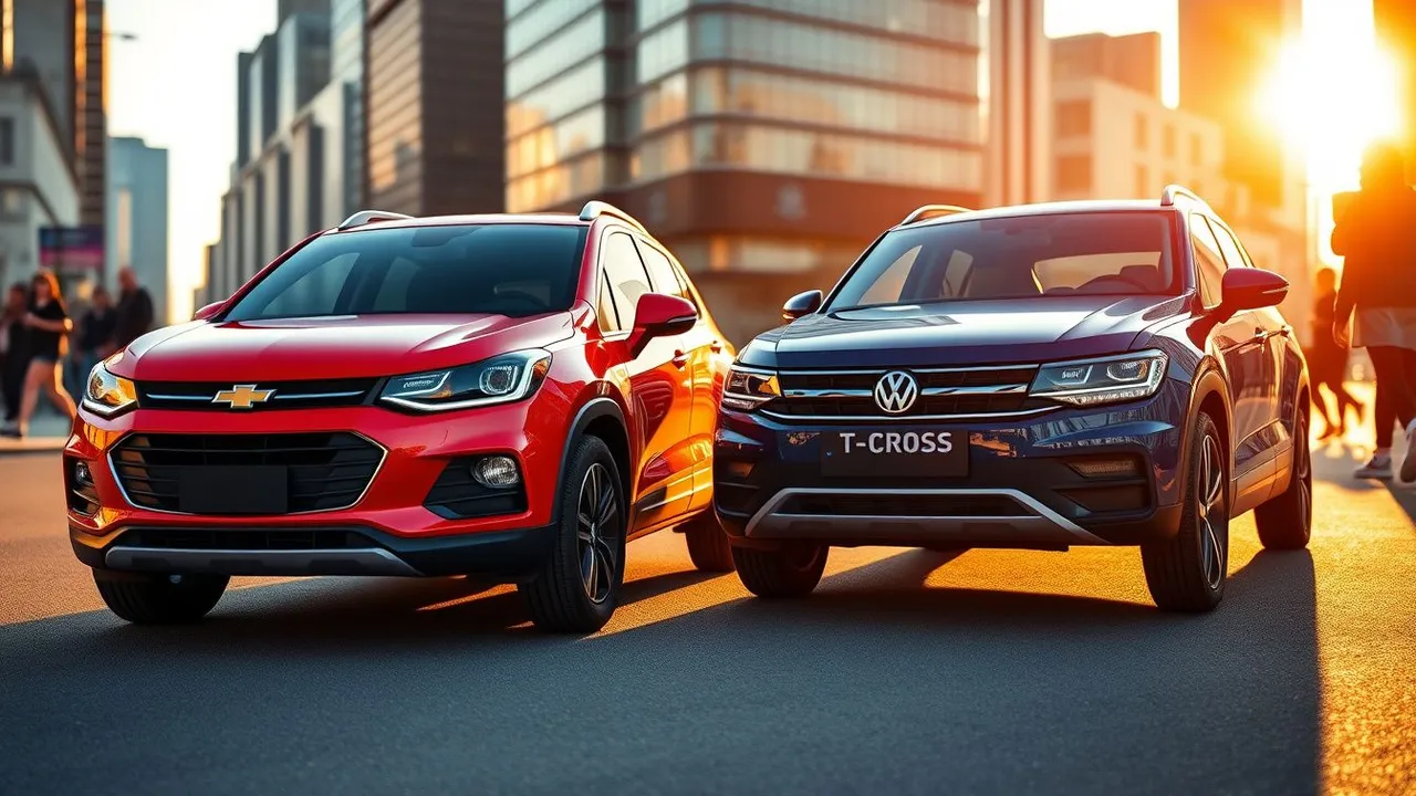 Comparativo direto entre Chevrolet Tracker 1.0 Turbo e Volkswagen T-Cross 1.0 TSI, com preços de mercado, consumo, manutenção, espaço, revenda.